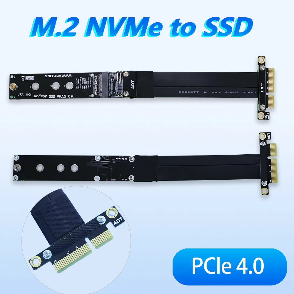 PCIe 4x Extension Cable M.2 NVMe SSD 2280 22110 Adapter Card Riser PCI-E 3.0 4.0 X4 Full Speed 32Gbps 64Gbps R24SF K24MF K24MH