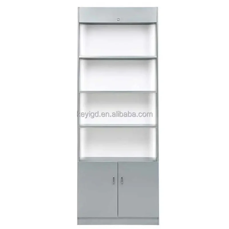 custom.LED Lighted Multi-Layer Storage Cabinet Metal & Wooden Retail Makeup Display Stand Cosmetics Stores