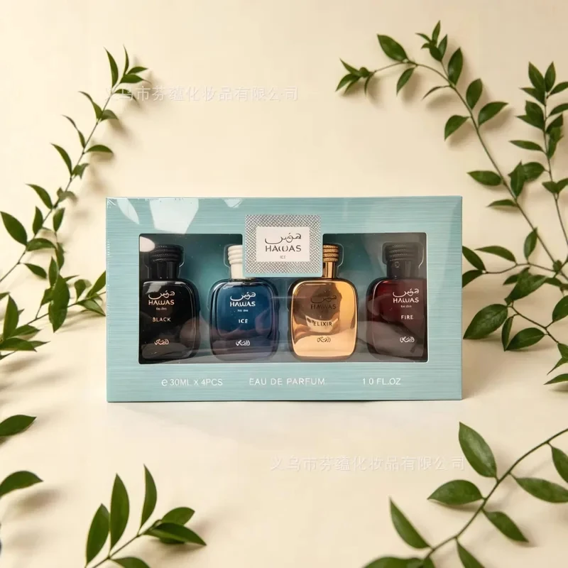 Set de Regalo HAWAS de 4 Piezas de 30 ml, Perfume de Lujo para Hombre y Mujer de Oriente Medio, Regalo Diario