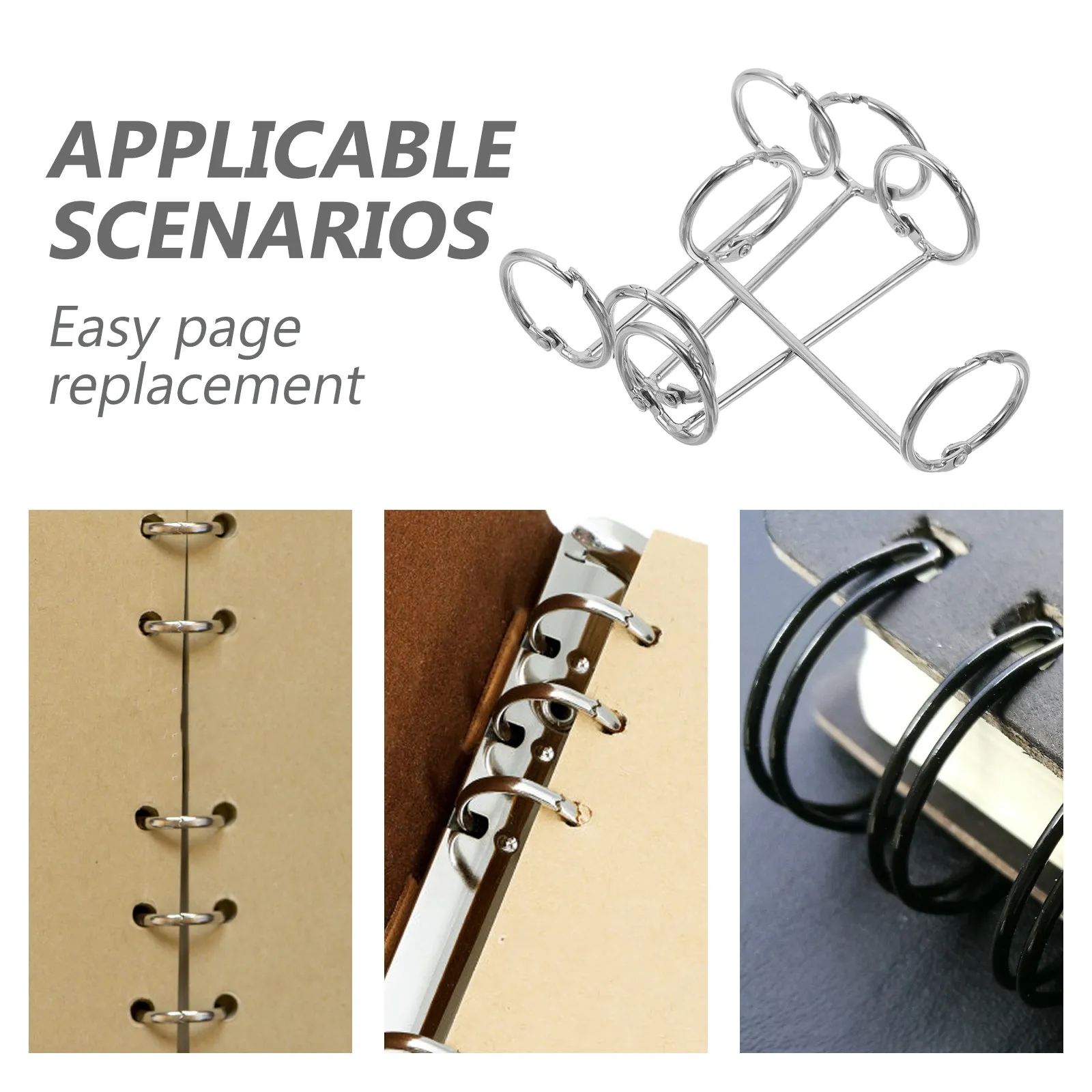 4Pcs Metal Scrapbook Album Binder Rings Snap Hinged Loose Leaf Heavy Duty Book Rings for DIY Photo Album Planner Accessories