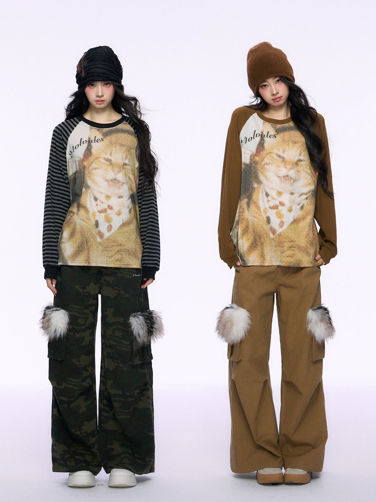 

Casual Sle Long Sve T-irt Women's oulder Insert Design Knitted Sve Printed Cotton Faionable Pattern Top