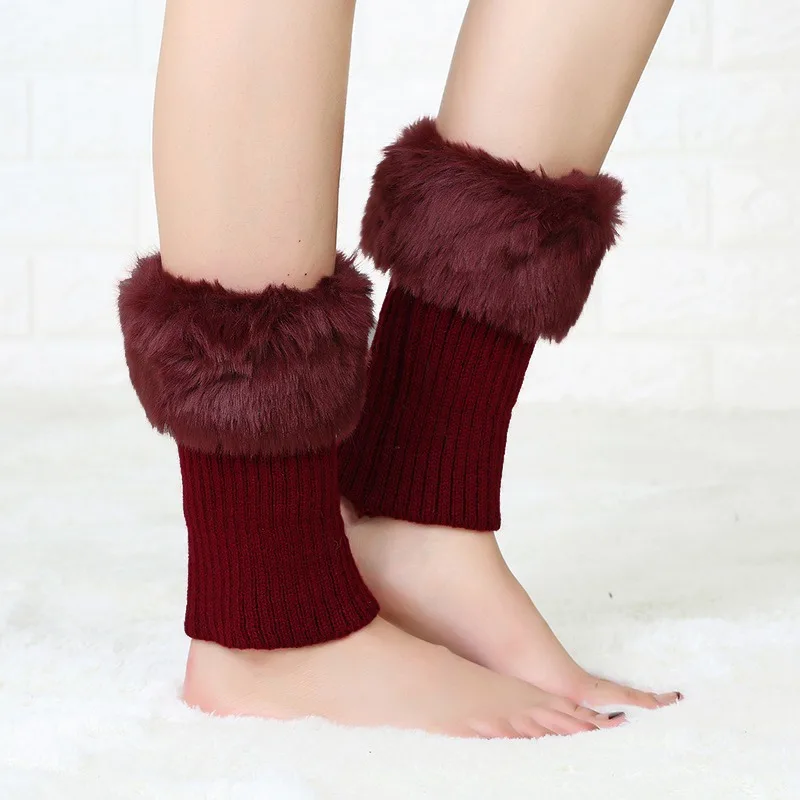 Calentadores de Piernas de Lana Tejida para Invierno, Cubrebotas Cortos de Pelo Sintético, Transpirables, Antifricción, Cálidos, Talla Universal
