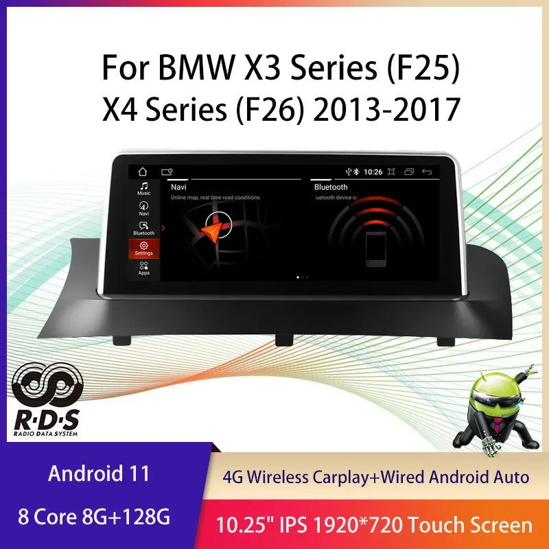 Android 11 Octa Core Car GPS Navigation For BMW X3(F25)/X4(F26) 2014 2015 2016 2017 Auto Radio Stereo Multimedia Player RDS Wifi