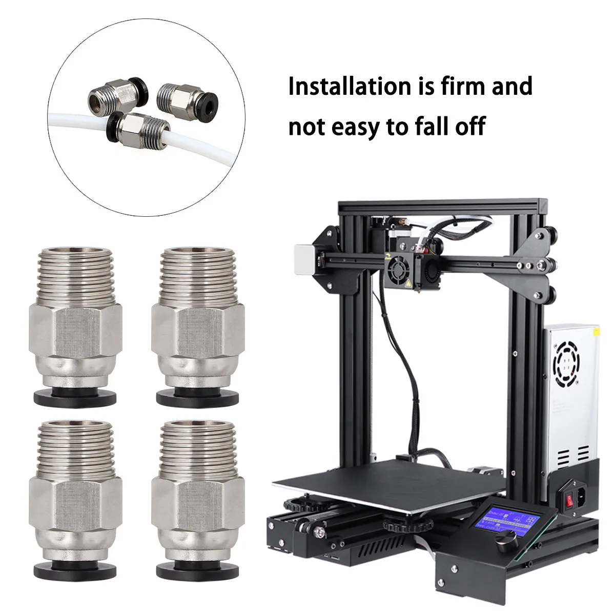 

3D Printer Connector Parts Straight Male Pneumatic Ptfe Tube Push Fitting High Performance Elliptical Sleeve for 3D