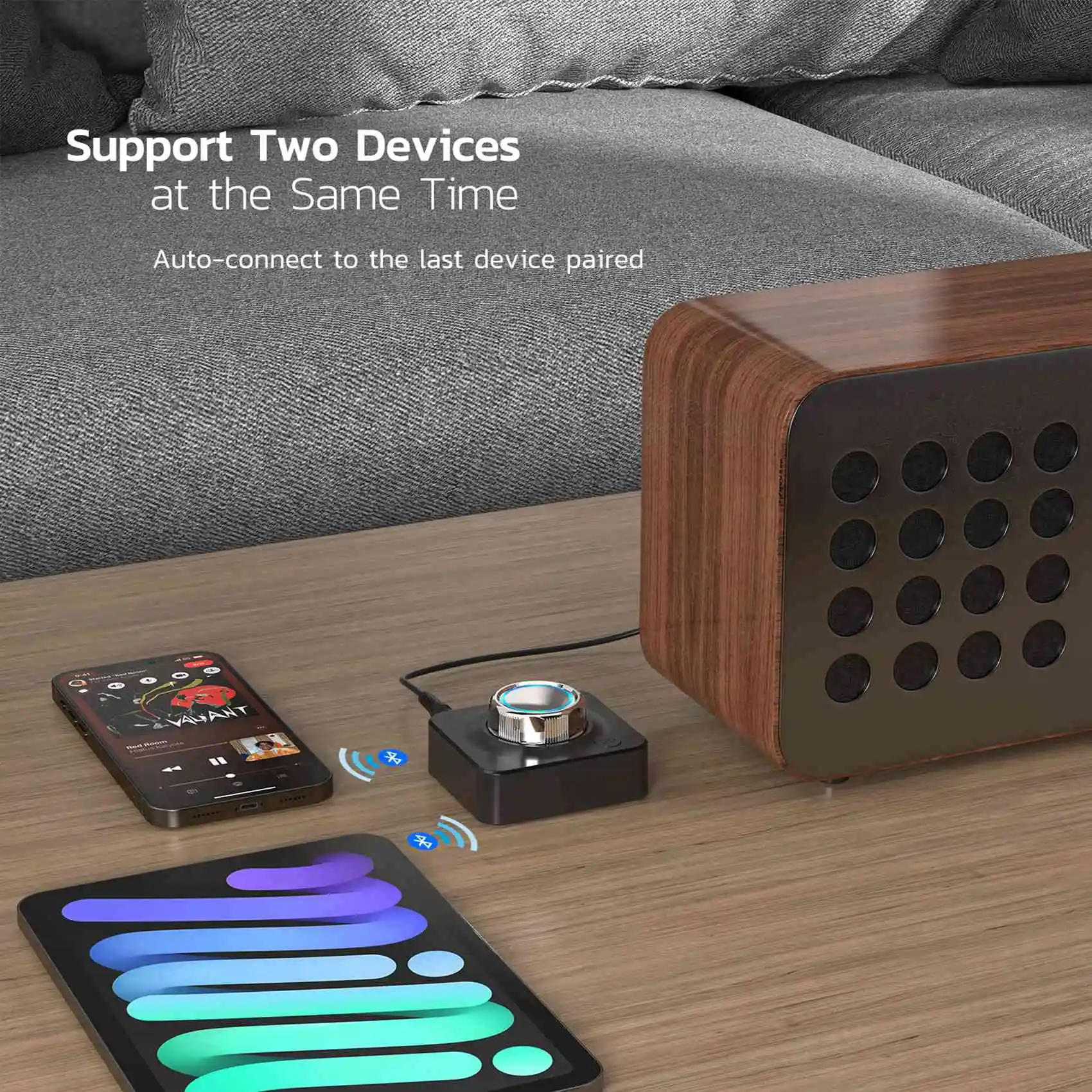 Аудиоприемник QWE-Bluetooth, беспроводной стереоаудиоадаптер, стереоприемник с режимом 3D Bass для потоковой передачи музыки, стереосистема