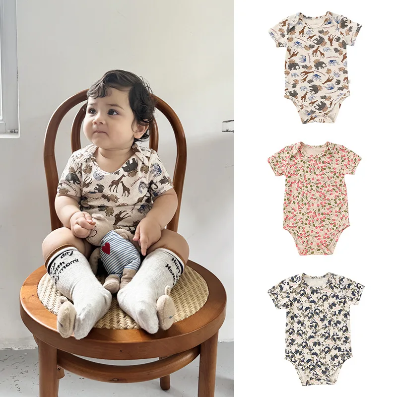 

Baby Clothes for Men and Women Baby Short-sleeved Bumcoat Newborn Baby Pullover Triangle Pajamas Summer Crawling Clothes