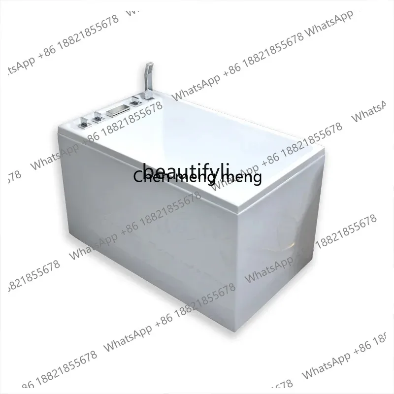 

Ванна акриловая миниатюрная в японском стиле для небольших квартир, квадратная, глубокая, с гидромассажем, отдельностоящая, для домашнего декора, модель ss26