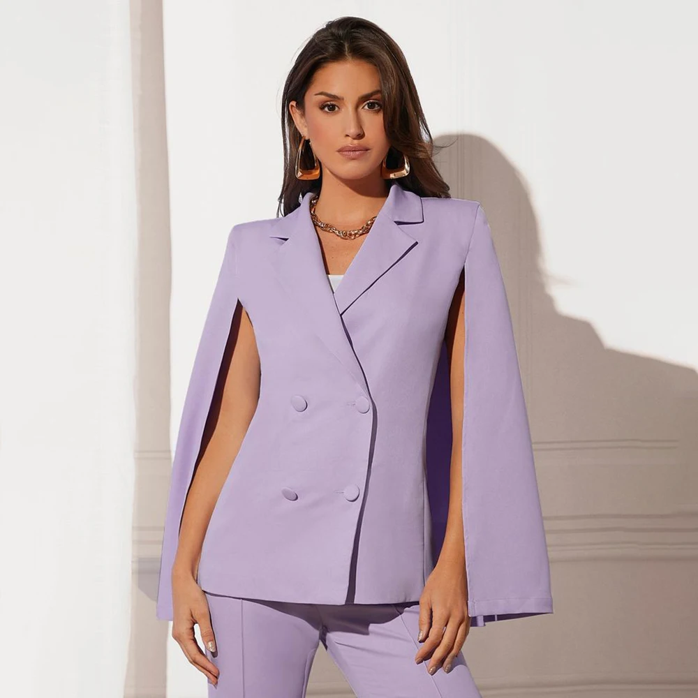 

Luxury Women's Suits Pants Sets High Quality Double Breasted Notch Lapel Cap Long Sleeve Customzied 2 Piece Jacket Pants Blazer