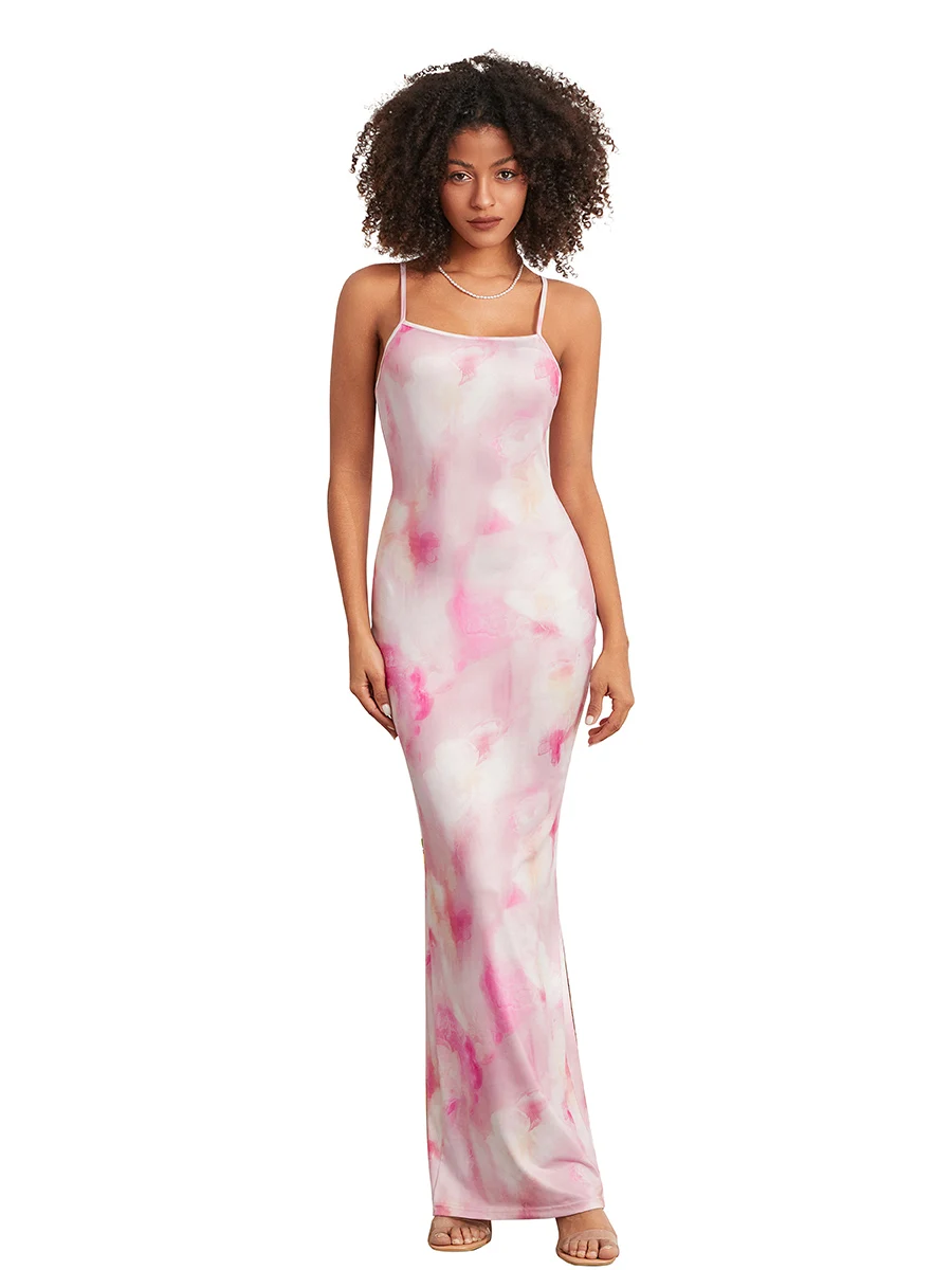 

Women Y2K Spaghetti Strap Dress Summer Tie-Dye Print Sleeveless Bodycon Party Dress for Cocktail Beach Streetwear