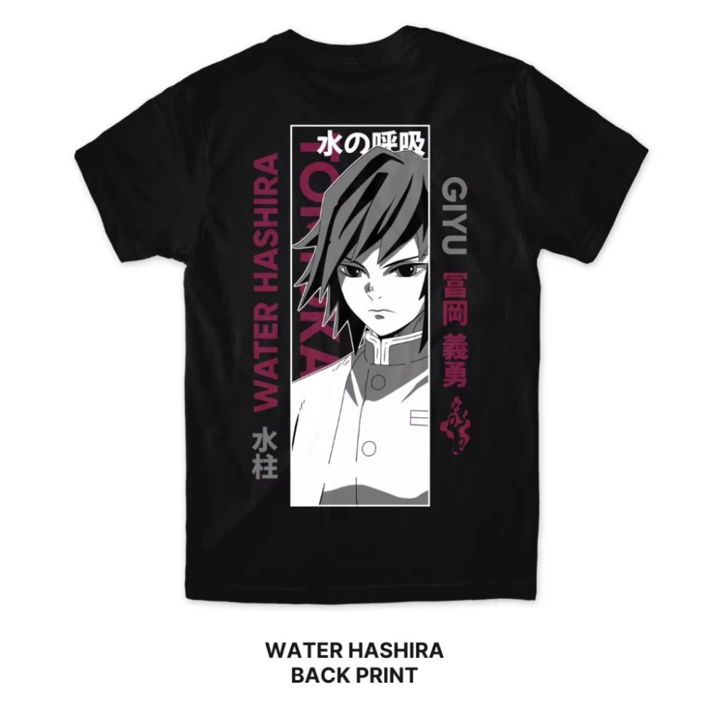 Demon Slayer Giyu Tomioka Unisex-T-Shirt aus reiner Baumwolle, 2026, Sommer, Anime-Druck, lockeres, lässiges Eltern-Kind-Kurzarm-Top