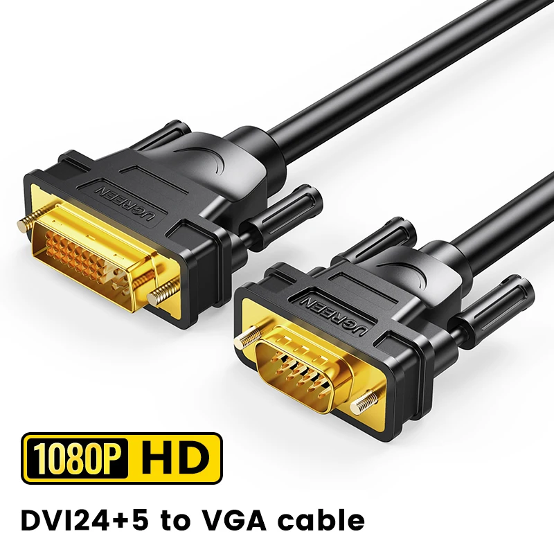 UGREEN DVI-D 24+1 to VGA ケーブル オス-オス デジタルビデオケーブル 金メッキ フェライト付きケーブル