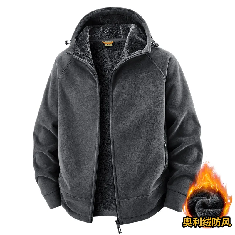 Warme herenjas, sportief sweatshirt met capuchon, jas van Oligon-stof, hoogwaardig ontwerp, warme jas met modieuze capuchon 2025, nieuw