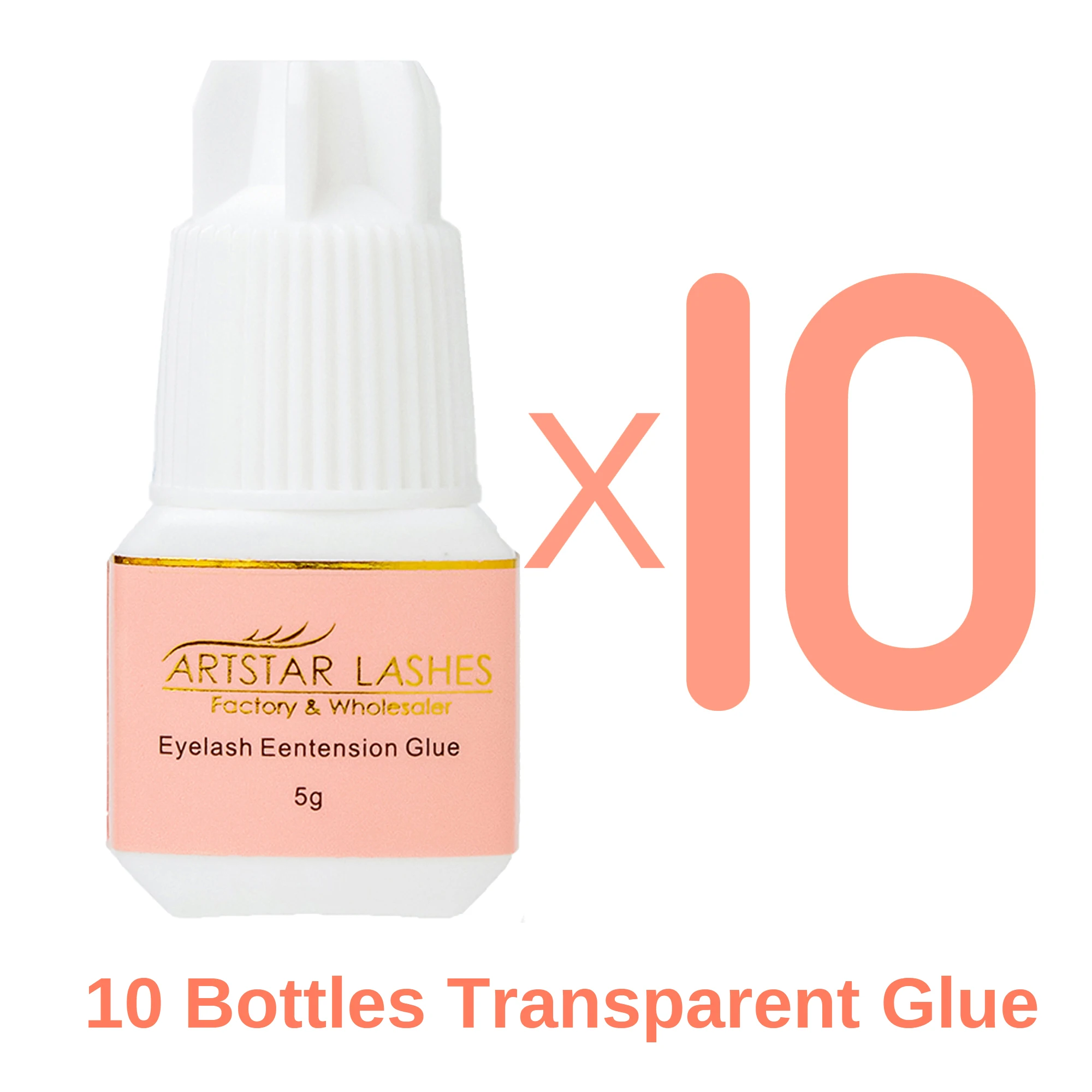 

10 Bottles 5ml Transparent Eyelash Glue Retention 7-8 Weeks Adhesive Eyelashes Low Smell Clear Glue Makeup Free Shipping