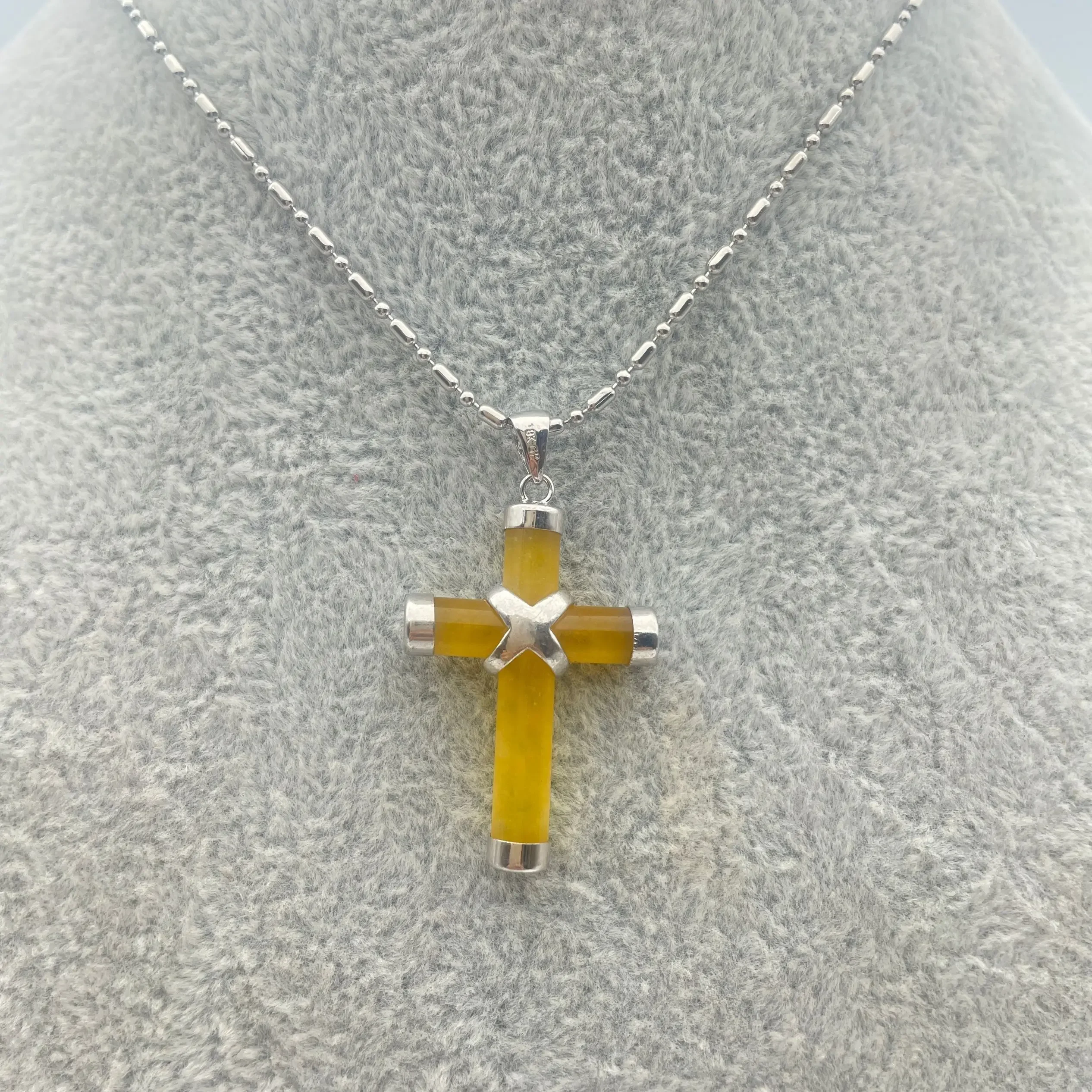 

Women's classic Cross YELLOW Jade Pendant Necklace