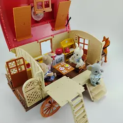 Retro Carriage Miniature Dollhouse, Kids Pretend Brinquedos, BBQ Furniture Accessories, Interação familiar, Presentes infantis