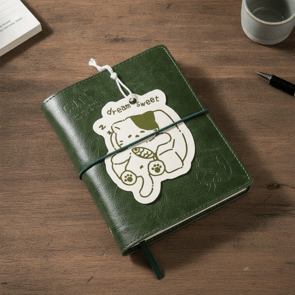 Portable Loose-Leaf Notebook PU Leather Hardcover 5-Ring Work Record Book with Calculator 80 Sheets Binder Notepad