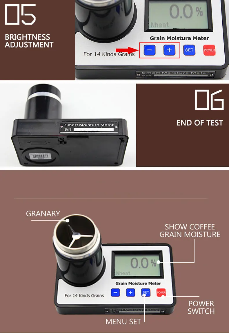 Digitale Display Graan Vochtmeter GM 006 voor Koffieboon Cacaobonen Tarwe Maïs Vochtgehalte Tester 2025 NIEUWE