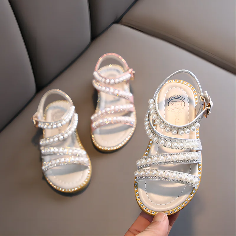 Girl Sandals Summer Fashion Kids Baby Girls Bling Rhinestone Princess Single Sandals For Little Big Girl\'s Shoes