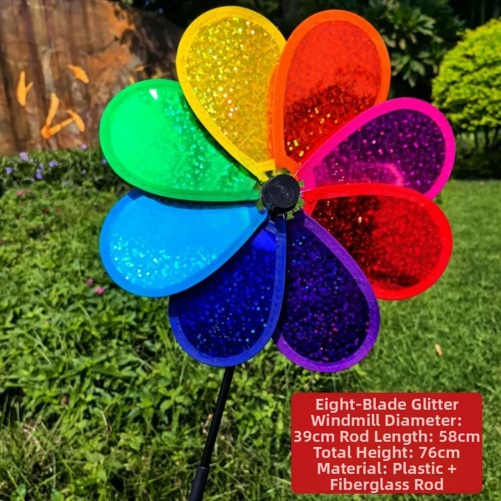 Multistyles Sonnenblumen-Windmühle, PVC, Durchmesser 28/30 cm, Pfahl, stehend, Rasen, Blume, Windrad, Garten, Hof, Windspinner
