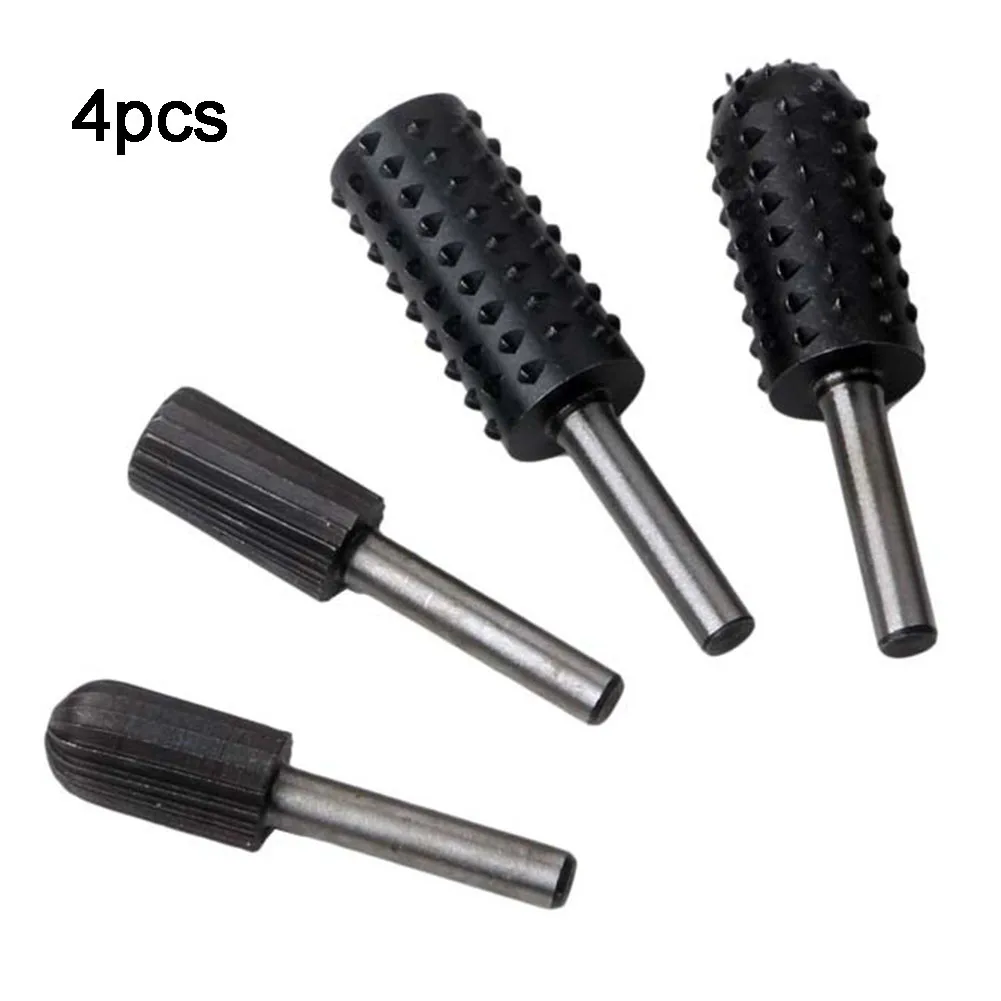 Porcelana Burr Processamento Eficiência Cortador, Gravura Bit, Prático Rotary File, Processamento de Qualidade, Preto, 4 Pcs