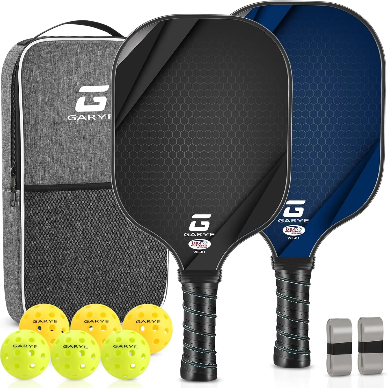 

GARYE Pickleball Paddles Set of 2, USAPA Approved Carbon Fiber Pickleball Set, Lightweight Graphite Pickle Ball Rackets 2