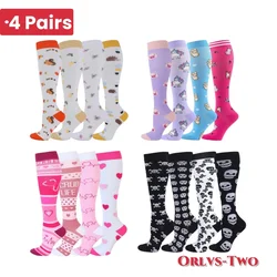 4 Pairs of Compression Socks Men Women Medical Varicose Veins Nursing Socks For Outdoor Running Pregnant Sports Socks