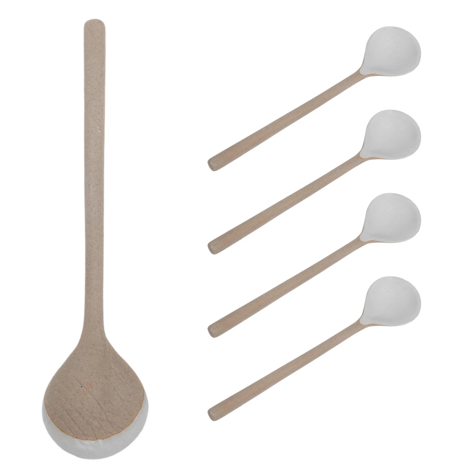 

5Pcs Ceramic Coffee Spoon Cat Design Long Handle Stirring Serving Sugar Dessert Small Teaspoons Creative Cute Tableware