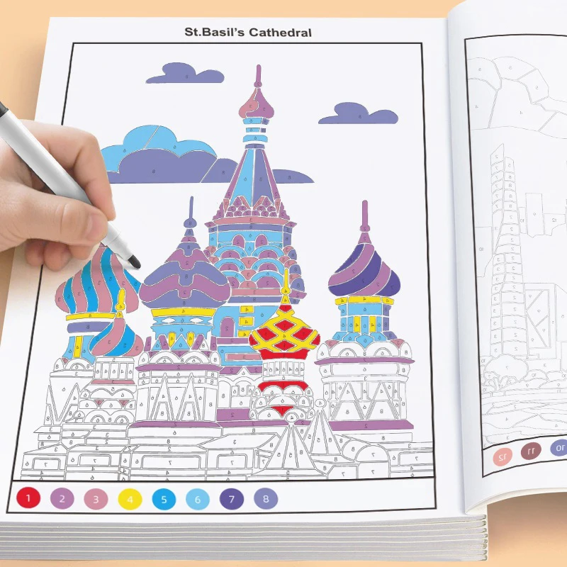 Kinder-Malbuch, 48 Seiten mit Farbenfrohen Illustrationen und Anleitungen, Interaktives Aktivitäts-Malbuch – Detail 2