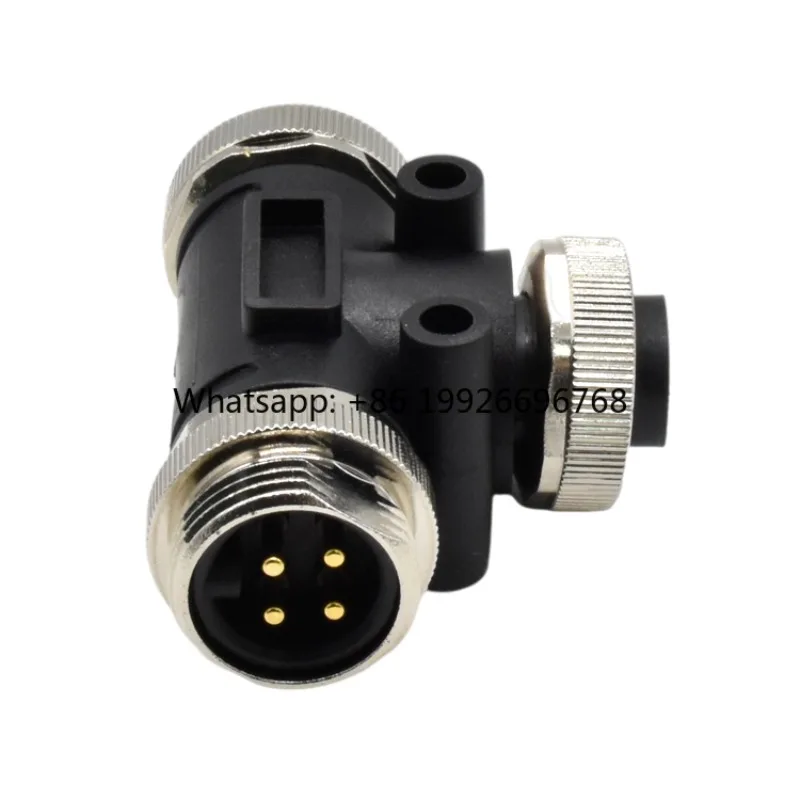 T Type 1 Male to 2 Female Mini Connector 7/8 Splitter  T Splitter Connector 4 Pin Waterproof Connectors Plug