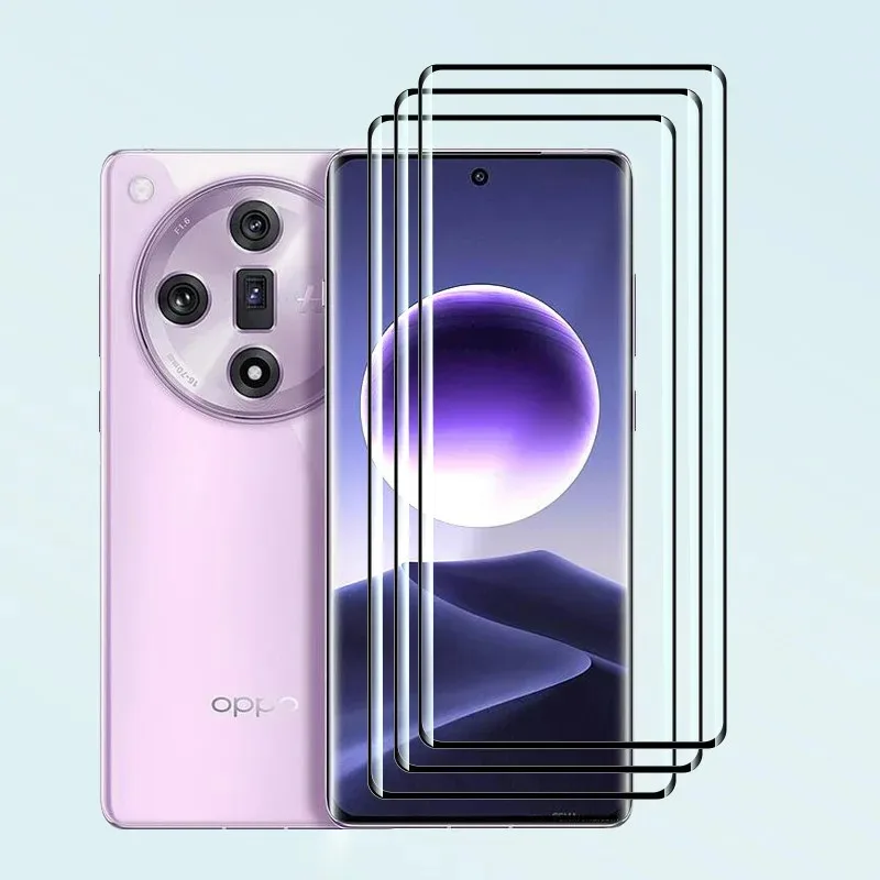 Película protetora de tela 9d vidro temperado para oppo encontrar x7 ultra, com borda preta atualizar, 3pcs