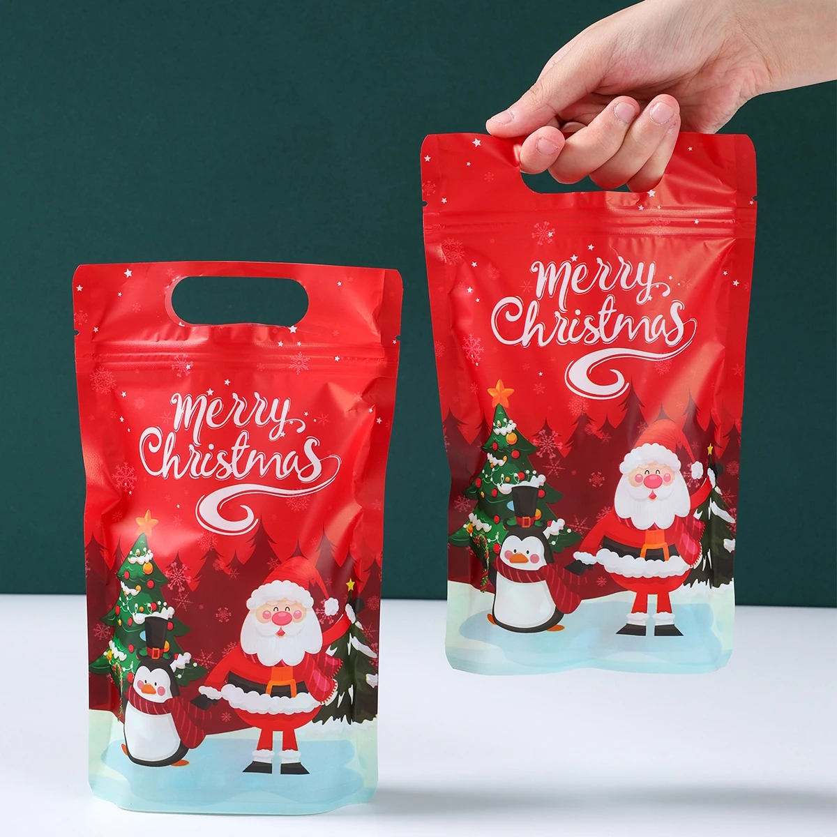 Kerst Pinguïn Santa Rits Stand Bag Navidad Natal Noel Candy Cookie Bag Vrolijk Kerstdecor Voor Thuis 2024 Nieuwjaar 2025