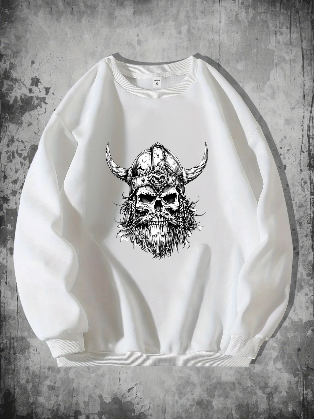 

Мужская толстовка Хэллоуин Мужская одежда Осень Длинные рукава Викинг Череп Дизайн Печатный графический пуловер Круглый вырез Эстетический