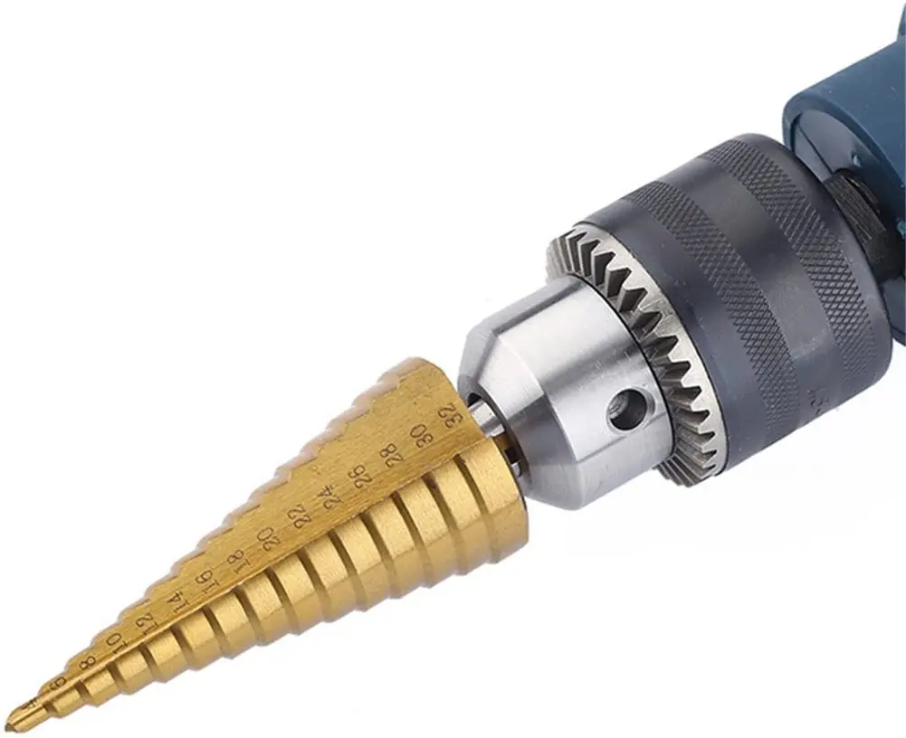 3 Stück 3–12 mm 4–12 mm 4–20 mm HSS-Stufenbohrer-Set mit gerader Nut, Titanbeschichtetes Holz, Metall, Lochschneider, Kernbohrer-Set – Detail 6