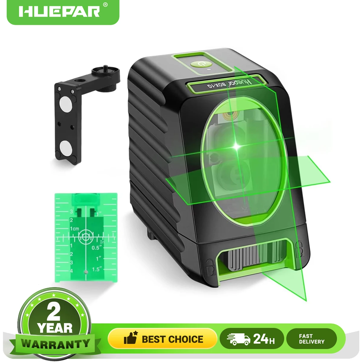 

Huepar BOX-1G/BOX-1R 2 Lines Laser Level Green Beam Red Beam Self-Leveling Cross Lines Laser Level Tools With Magnetic Bracket