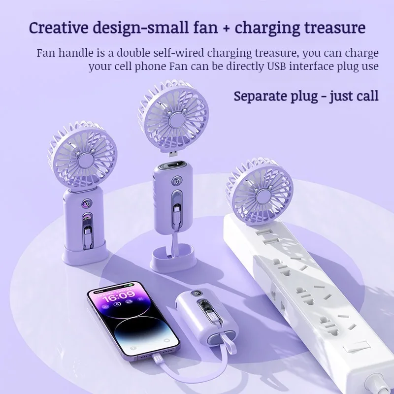 Handheld digital display small fan Long life rechargeable treasure mini small fan