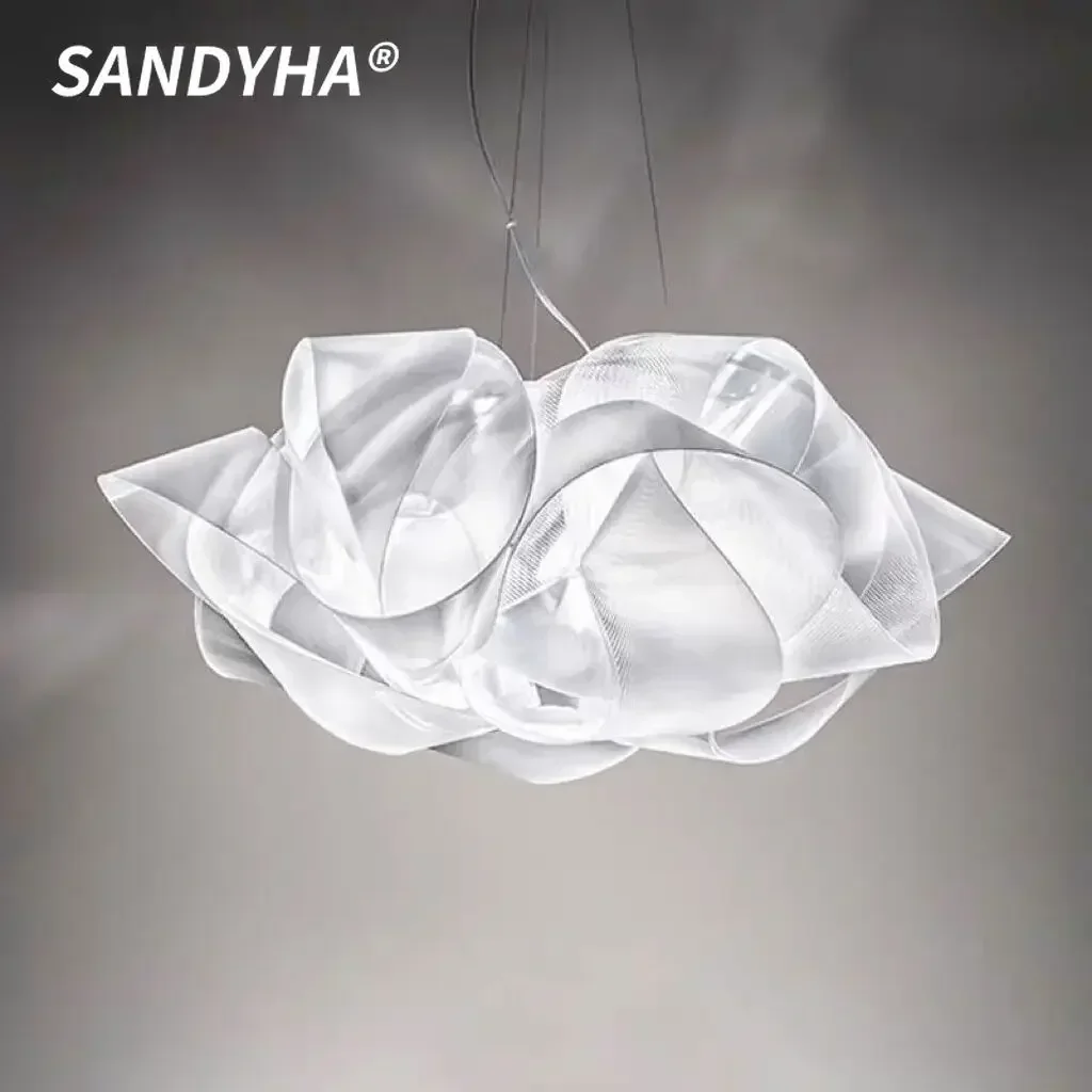 

SANDYHA Nordic Line Art Подвесной Светильник Белая Смола Потолочная Люстра Светодиодный Подвесной Светильник для Гостиной Спальни Обеденный Стол