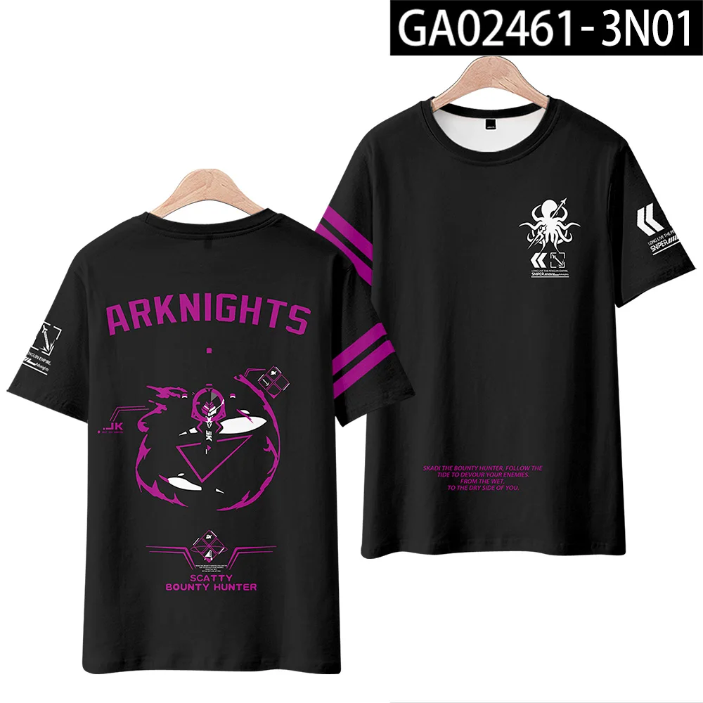 Nieuw!! Arknights Game 3d Print T-Shirt Zomer Mode Ronde Hals Korte Mouw Populaire Streetwear Plus Size