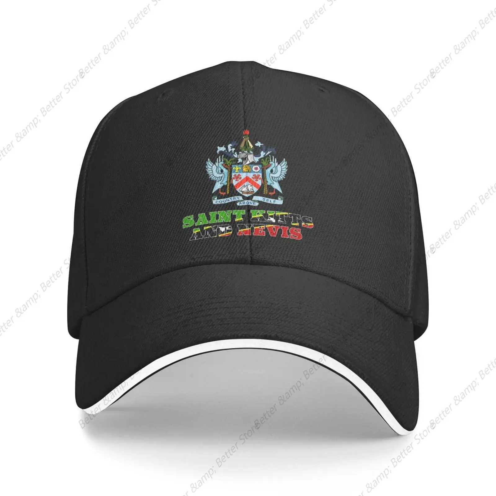 Saint Kitts and Nevis National Emblem Baseball Cap Fashion Dad Adjustable Sports  Vintage Tennis Cap Casual Classic Plain Hat Gy