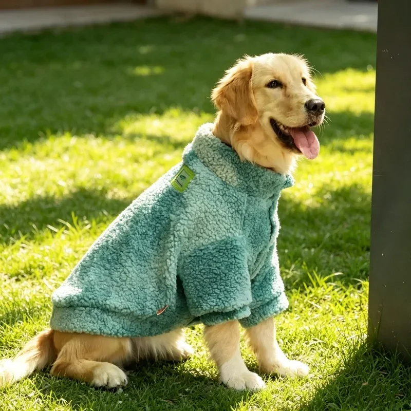 Winterjacke aus Lammwolle für Hunde, dick, winddicht, mit Kapuze, für mittelgroße und große Hunde, für kaltes Wetter im Freien, Haustierzubehör