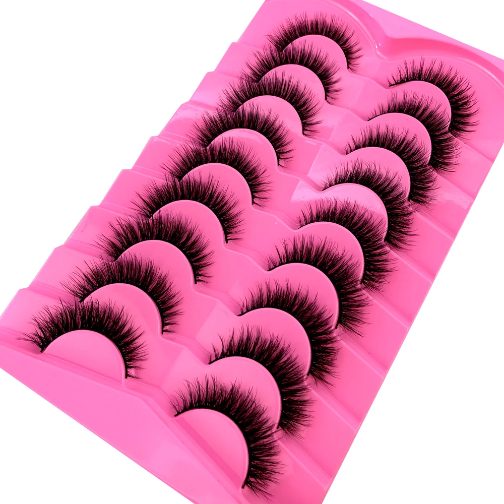 Nerz-Wimpern Flauschige Katzenaugen-Wimpern Wispy 6D Volumen Künstliche Wimpern Wie Extensions Aussehend Dicke Weiche Lockige Falsche Wimpern 9 Paare – Detail 12
