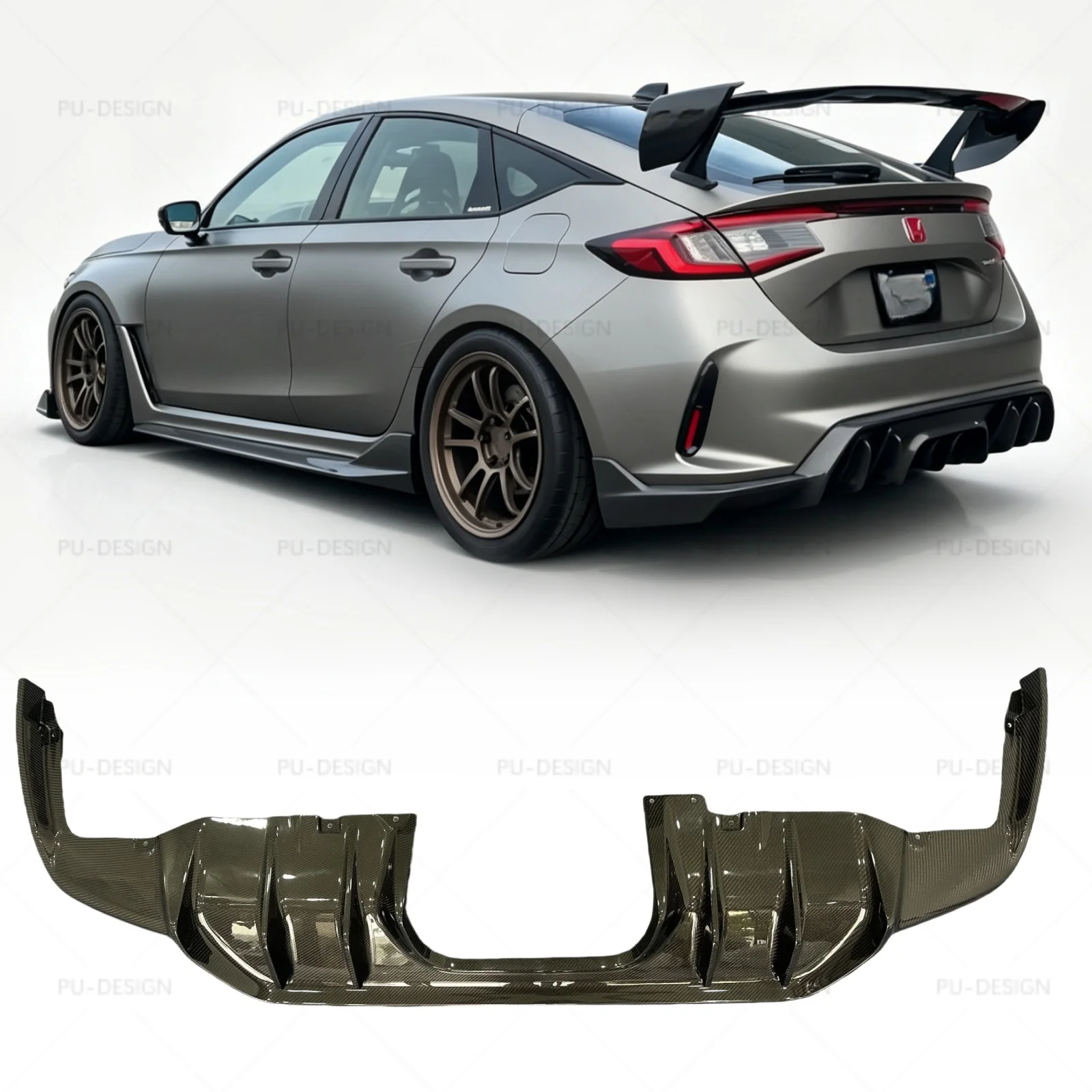 Car Rear Bumper Diffuser For Honda Civic Type-R FL5 2022 - 2026 Dry Carbon Fiber Auto Accessories