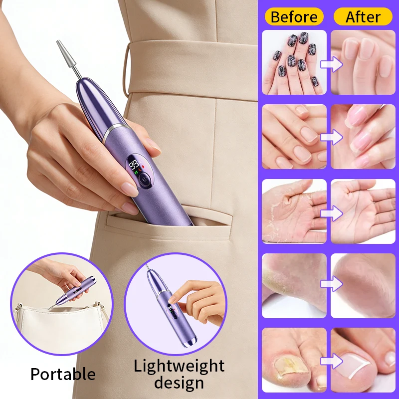 آلة مثقاب أظافر كهربائية لاسلكية، مجموعة مبرد أظافر 6 في 1 محمولة قابلة لإعادة الشحن لجميع العناية بالأظافر، أداة صالون حفر الأظافر #4