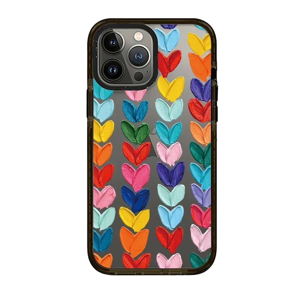 

Acrylic Colorful Hearts Frame Phone Case Cover for iPhone 11 12 13 14 15 Pro Max Case for iPhone 15 ProMax