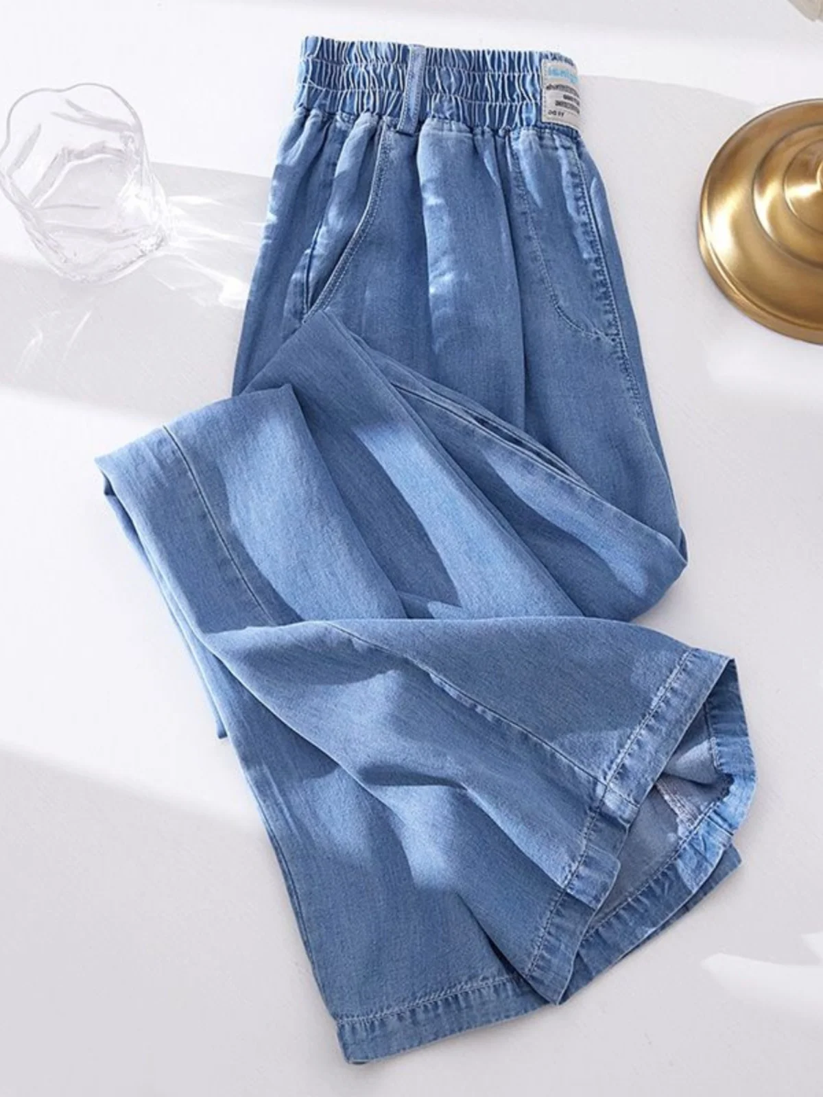 

Plus Size plus Size Summer Thin Casual Loose Women's Jeans High Waist Long Pants Straight Leg Slimming Effect for plus Size W...