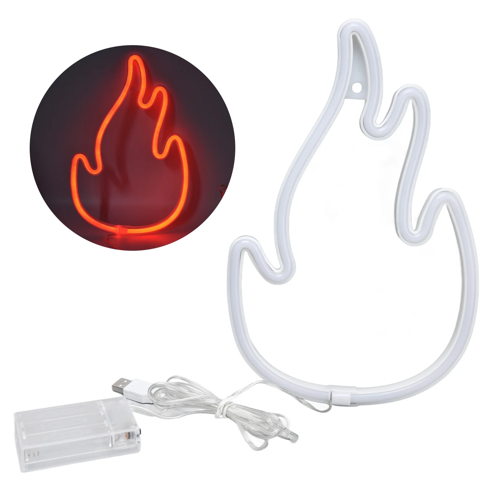 Flame Neon Sign Dual Power Supply Flame Neon Light for Wall Decor Bedroom Gaming Room Setup