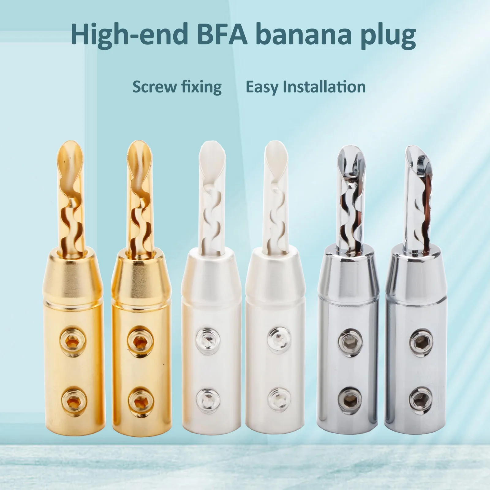 Gold/Rhodium/Silver Plated Z-type Banana Connector Plug (4.5 mm) for Hi-fi Audio AMP CD Player Speaker Cables BA1419/1417R/1417
