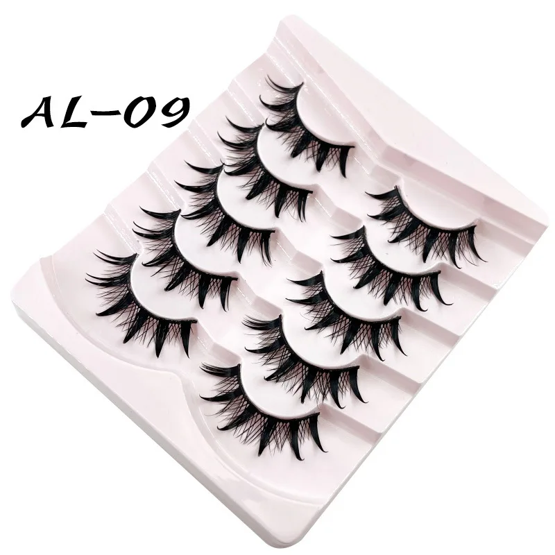 5 stks Hot-selling natte Thaise make-up dikke krachtige valse wimpers, lichte en dikke komische wimpers, gemengde race make-up wimpers