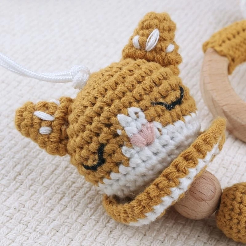 مشبك دمية J15U مع عضاضة أطفال كروشيه لتسنين الطفل الخشبي دمية الطفل #1