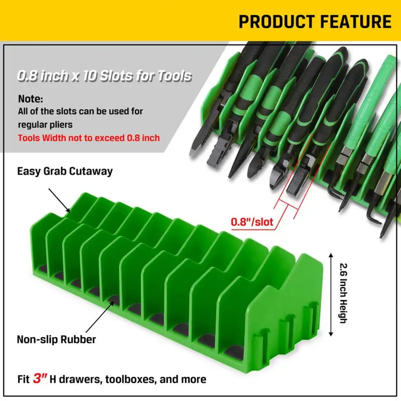 Organizador de almacenamiento de herramientas, alicates y llaves, soporte de herramientas con 10 ranuras, martillos, sistema de almacenamiento de herramientas de mano, estante Modular para caja de herramientas de almacenamiento de taller