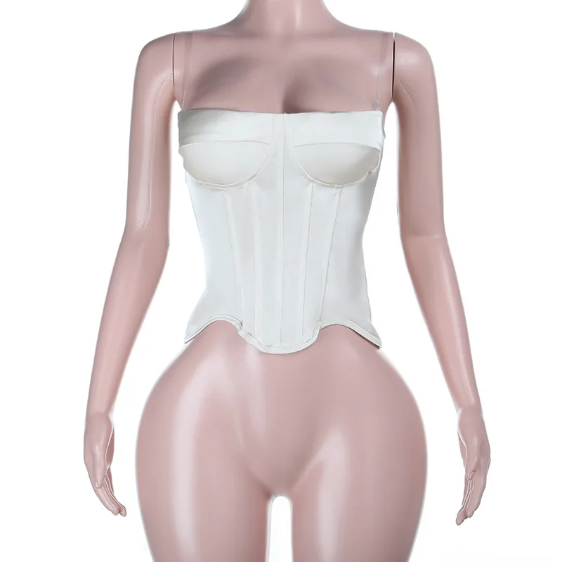 25368 Satin Sexy rückenfreies Tube Top Korsett Top für Frauen 2025, neuer Stil, heißes Mädchen-Weste-Korsett, 2025, Sommerkleid, Robe, Vestido für Frauen